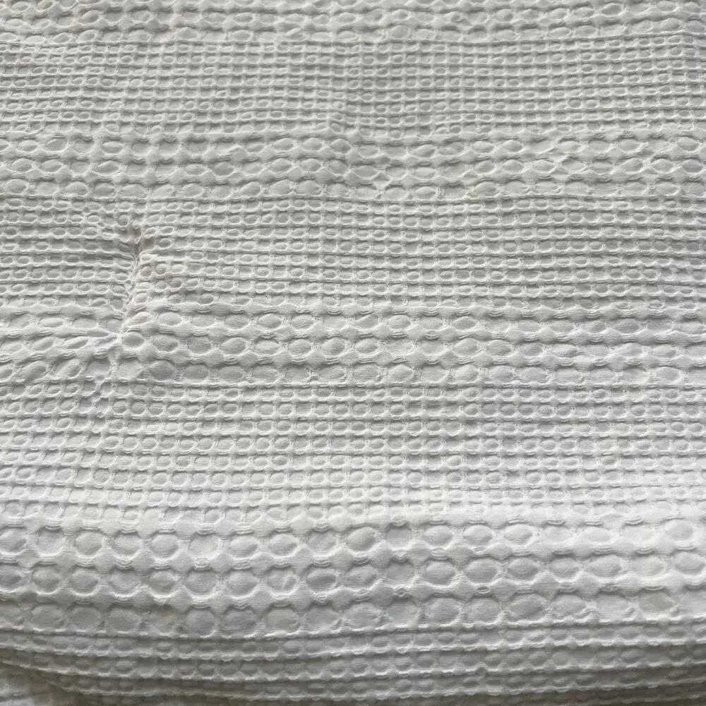 Pottery Barn Comforter Full Queen White Honeycomb Cotton Textured